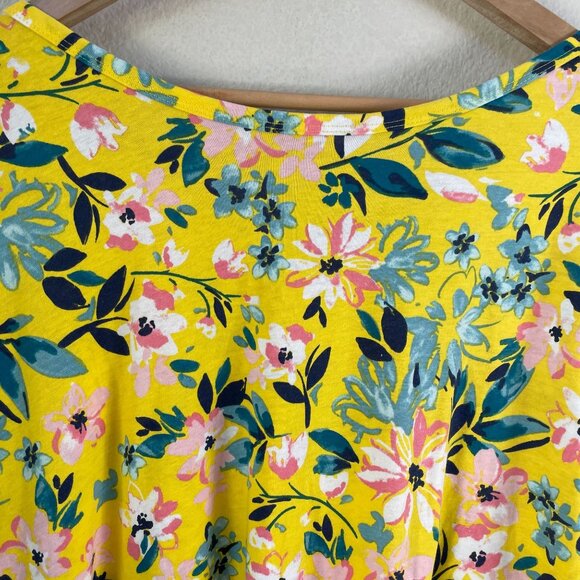 Woman Within Womens Plus 5X Floral Tunic Top Yellow Boat Neck Shirt Short Sleeve - Picture 9 of 10